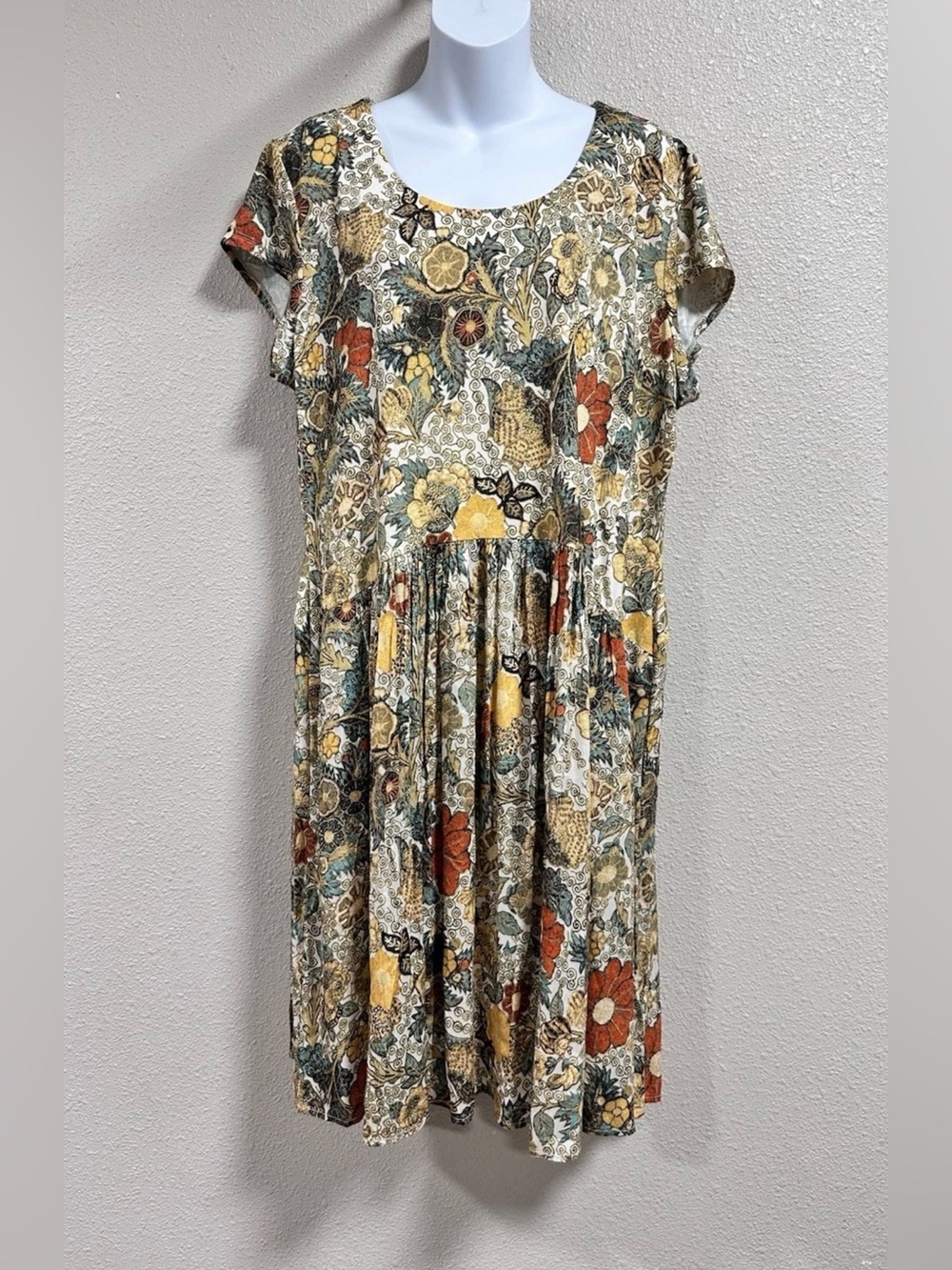 Peruvian Connection Womens Akiko Beeswax Short Streatchy Short Sleeve Dress XL - Picture 3 of 14